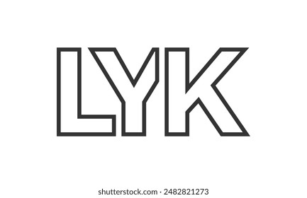 LYK logo design template with strong and modern bold text. Initial based vector logotype featuring simple and minimal typography. Trendy company identity ideal for businesses brand presence.