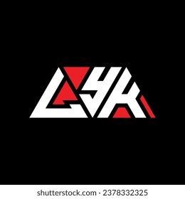 LYK triangle letter logo design with triangle shape. LYK triangle logo design monogram. LYK triangle vector logo template with red color. LYK triangular logo Simple, Elegant, and Luxurious design.
