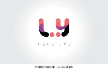 LY,ly Gradient Logotipo abstrato com formas arredondadas criativas