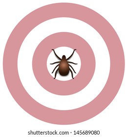 Lyme Disease, Bulls Eye Rash, Tick Insect, Graphic Illustration Isolated On White. EPS8 Compatible.