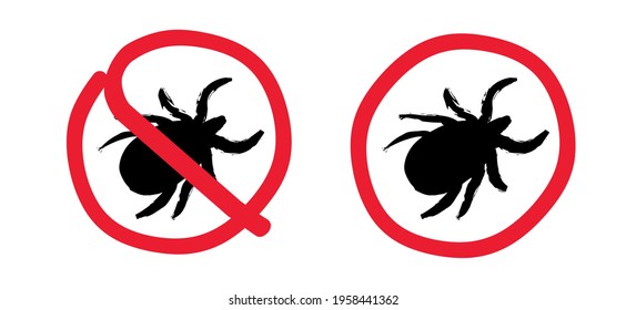 Lyme Disease Prevention Of Ticks Warning. Tick Attention. Stop Sign. Bite And Infection Insect Virus For Preventie. Insect, Borrelia Bites.