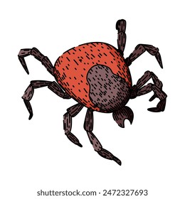 garrapata de lyme dibujada a mano. mordedura de ácaro, animal parásito, chinche de cama garrapata de lyme boceto de Vector. ilustración de color aislado