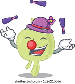 A lymph node cartoon design style succeed playing juggling