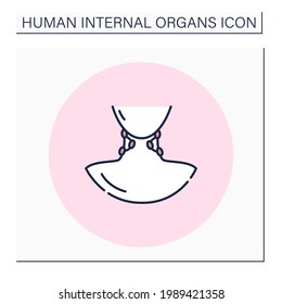 Lymph nodes color icon. Kidney-shaped organ of lymphatic system. Medical treatment. Body parts. Human internal organs concept.Isolated vector illustration