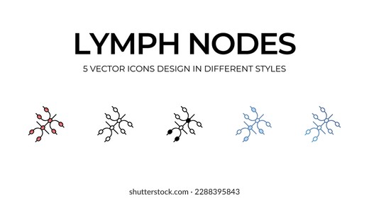 Lymph Nodes Icon Design in Five style with Editable Stroke. Line, Solid, Flat Line, Duo Tone Color, and Color Gradient Line. Suitable for Web Page, Mobile App, UI, UX and GUI design.