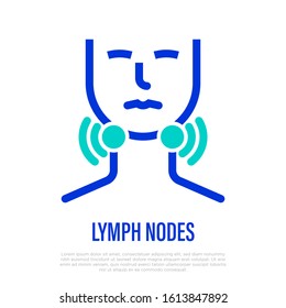 Lymph nodes. Inflammation on neck. Thin line icon. Healthcare and medical care vector illustration.