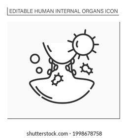 Lymph Nodes Line Icon. General Swelling In Neck. Cancer. Human Internal Organs Concept.Isolated Vector Illustration.Editable Stroke