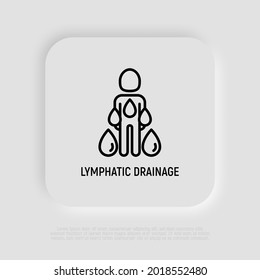 Lymphatic Drainage Thin Line Icon, Stimulation Of Lymph To Remove Toxins And Water From Body. Modern Vector Illustration.