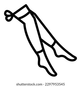 Lymphatische Strümpfe Symbol Umrissvektor. Kompressionsschenkel. Frauenblut