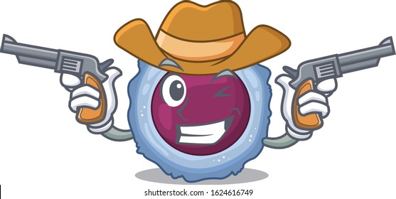 Lymphocyte cell dressed as a Cowboy having guns