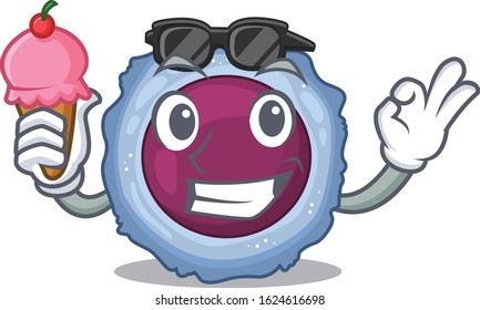 Lymphocyte cell mascot cartoon design with ice cream