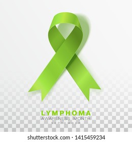 Lymphoma Awareness Month. Lime Green Color Ribbon Isolated On Transparent Background. Vector Design Template For Poster.