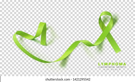 Lymphoma Awareness Month. Lime Green Color Ribbon Isolated On Transparent Background. Vector Design Template For Poster. Illustration.