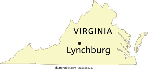 Lynchburg city location on Virginia map