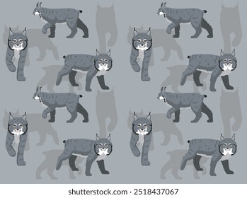 Lynx Canada Wild Cat Cartoon Cute Seamless Wallpaper Background