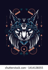 Lynx Cat head with sacred geometry pattern