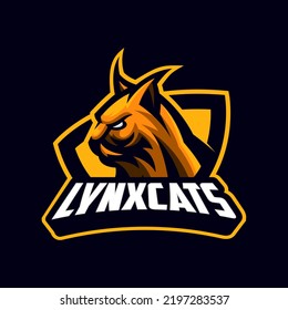 Lynx Cat Logo Illustration Sport And E Sport Mascot Logo, Vector Animal Sports Team Logo