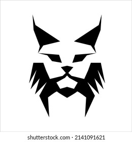 Lynx Cat Mascot Logo Icon Bobcat Face Emblem Flat Vector Illustration 