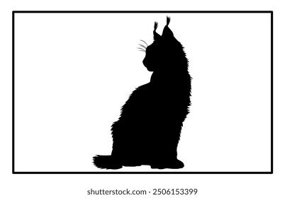 Lynx cat silhouette, Black silhouette of cat