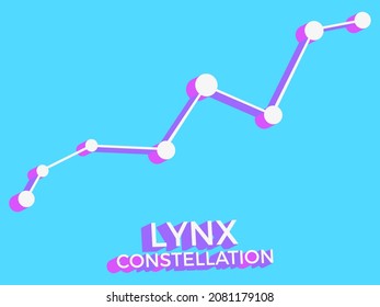 Lynx constellation 3d symbol. Constellation icon in isometric style on blue background. Cluster of stars and galaxies. Vector illustration