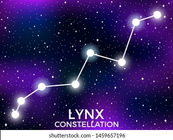 Lynx constellation. Starry night sky. Cluster of stars and galaxies. Deep space. Vector illustration