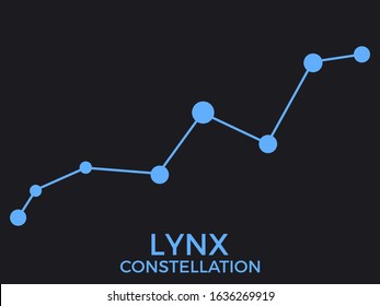 Lynx constellation. Stars in the night sky. Cluster of stars and galaxies. Constellation of blue on a black background. Vector illustration