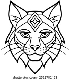 Lynx Face with Geometric Mandala Design on the Forehead | Elegant Animal Mandala Art

