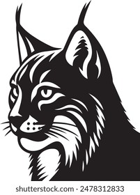 Lynx face silhouette vector illustration on white background.