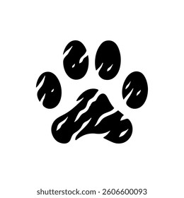 Lynx footprint silhouette vector flat illustration design.