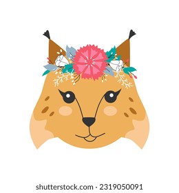 lynx head and flower