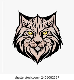 Logo-Design von Luchs-Kopf-Hals, Fingerkleie, Fleischfresser