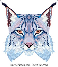 Lynx head, vector isolated animal
