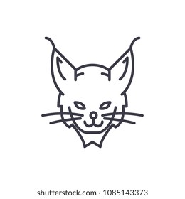 lynx head vector line icon, sign, illustration on background, editable strokes