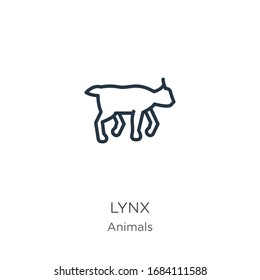 Lynx icon. Thin linear lynx outline icon isolated on white background from animals collection. Line vector sign, symbol for web and mobile