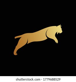 Lynx jumping silhouette vector template logo