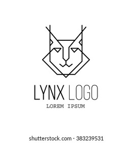 Lynx logo concept made in geometric line style. Vector illustration.