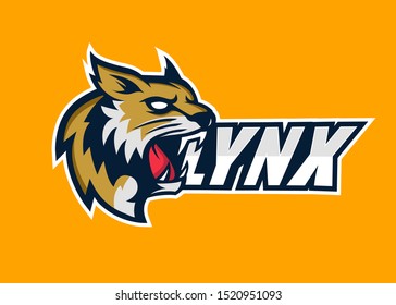 Lynx mascot logo. Bobcat design emblem template for a sport and eSport team