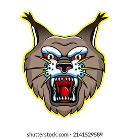 Lynx Mascot Logo. Head Of Lynx Isolated Vector Illustration. 