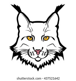 Lynx mascot logo. Head of lynx isolated vector illustration.