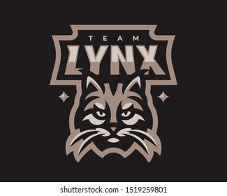 Lynx modern logo. Bobcat design emblem template for a sport and eSport team.