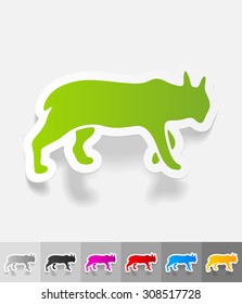 lynx paper sticker with shadow. Vector illustration