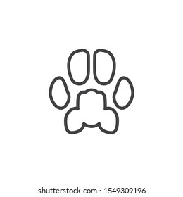 Lynx Paw Print Line Icon. Linear Style Sign For Mobile Concept And Web Design. Bobcat Animal Footprint Outline Vector Icon. Symbol, Logo Illustration. Vector Graphics