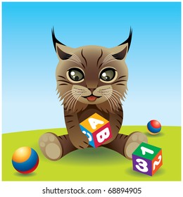 Lynx jugando con juguetes, la imagen es parte de mi colección de linces.