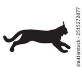  lynx silhouette on a white background. lynx for logo. Bobcat silhouette, Lynx rufus vector illustration