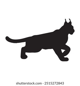  lynx silhouette on a white background. lynx for logo. Bobcat silhouette, Lynx rufus vector illustration