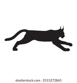  lynx silhouette on a white background. lynx for logo. Bobcat silhouette, Lynx rufus vector illustration