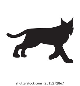  lynx silhouette on a white background. lynx for logo. Bobcat silhouette, Lynx rufus vector illustration