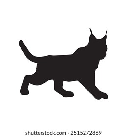  lynx silhouette on a white background. lynx for logo. Bobcat silhouette, Lynx rufus vector illustration