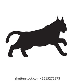  lynx silhouette on a white background. lynx for logo. Bobcat silhouette, Lynx rufus vector illustration