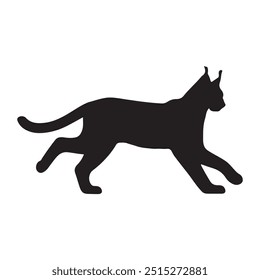  lynx silhouette on a white background. lynx for logo. Bobcat silhouette, Lynx rufus vector illustration